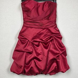 David’s Bridal Red Strapless Bubble Dress Size 6
